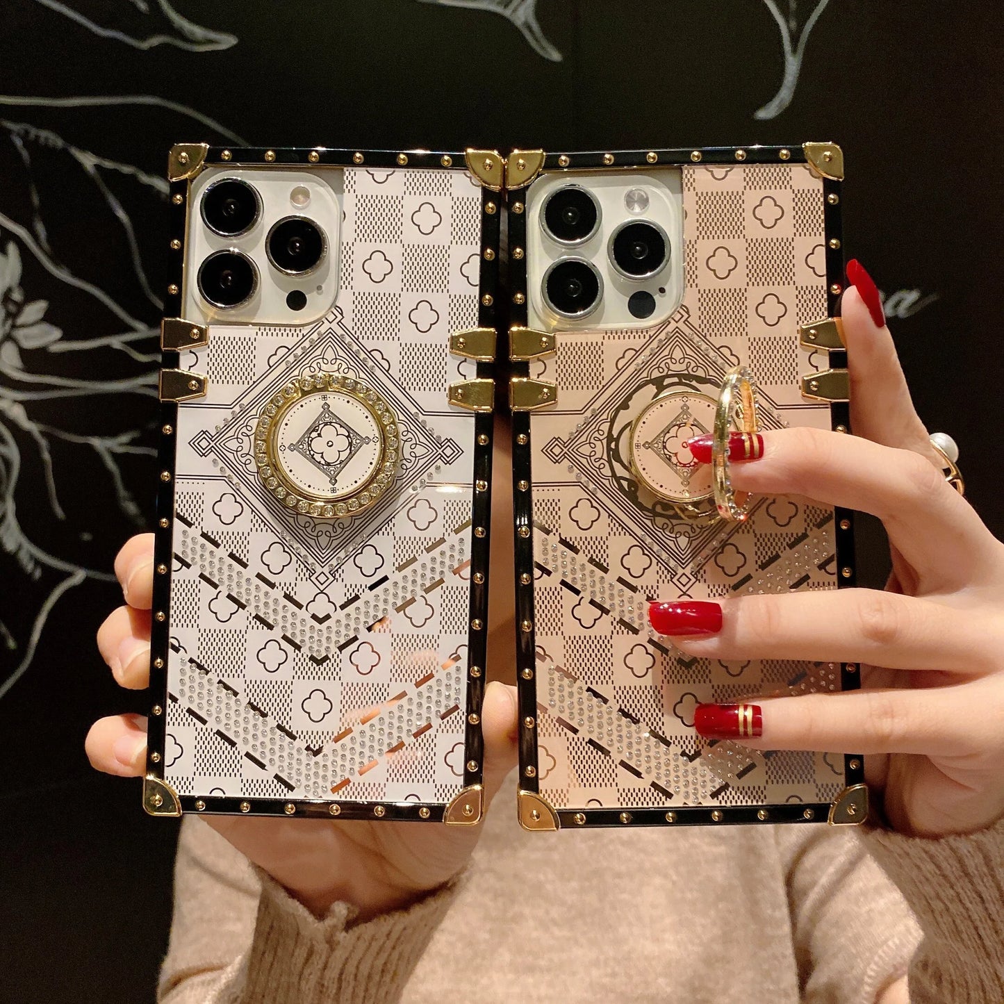 Luxury Flower Glitter Diamond Print Phone Case for iPhone 6 to 13