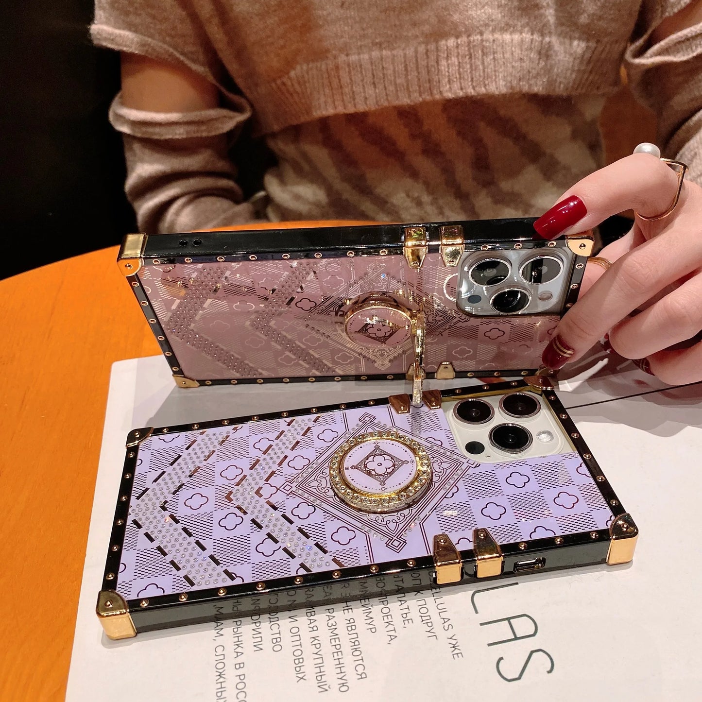 Luxury Flower Glitter Diamond Print Phone Case for iPhone 6 to 13