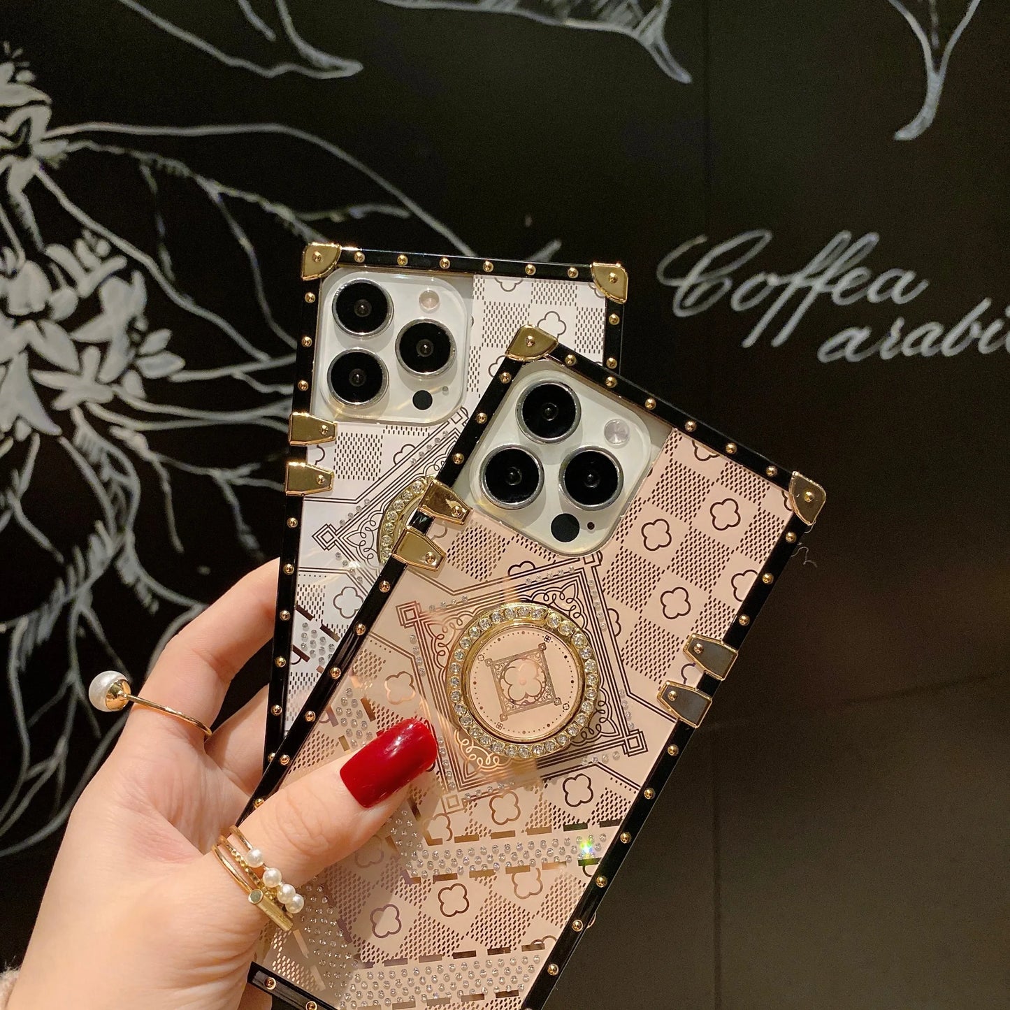 Luxury Flower Glitter Diamond Print Phone Case for iPhone 6 to 13
